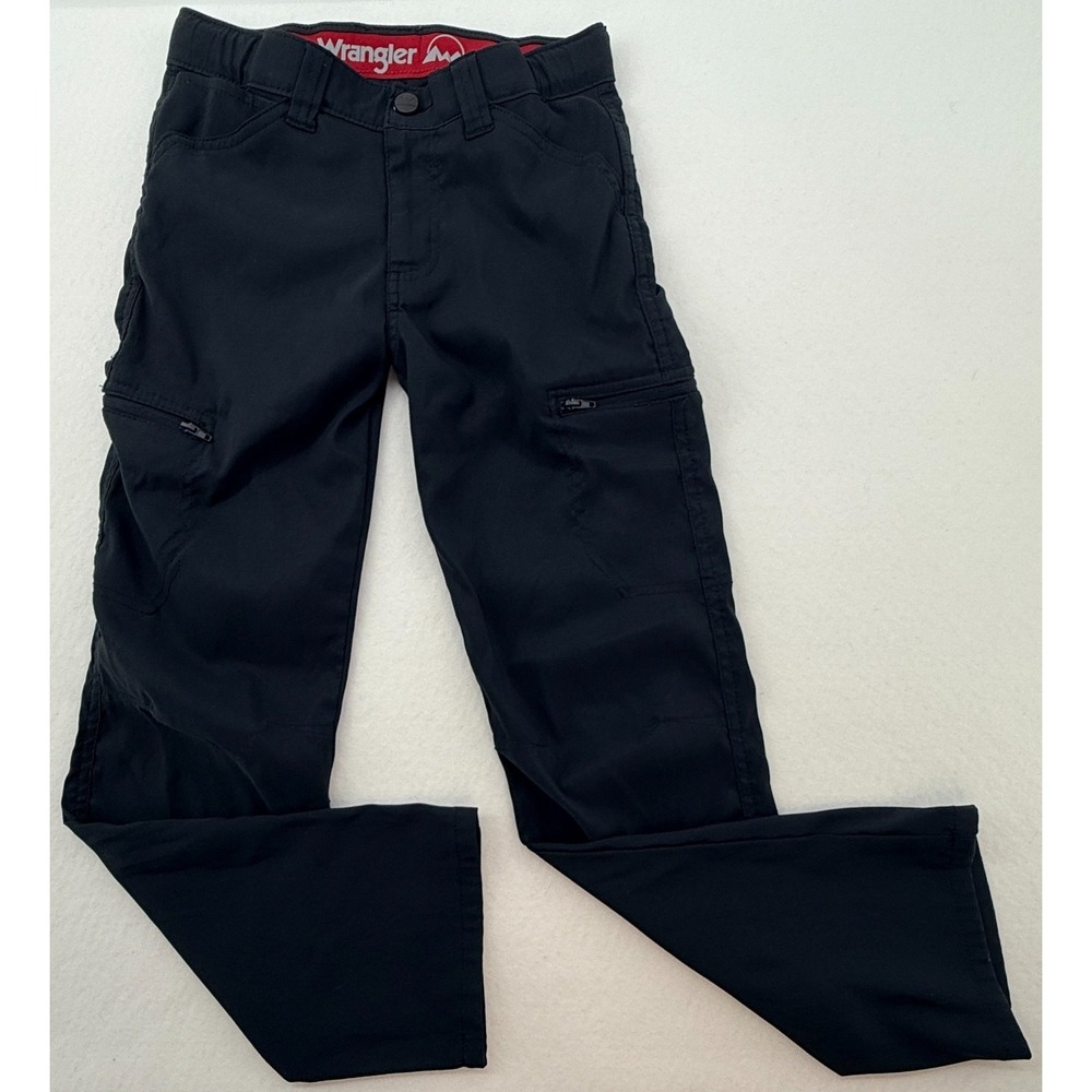 Wrangler Youth Outdoor Pants Black Hiking Stretch Zip Pocket Boys